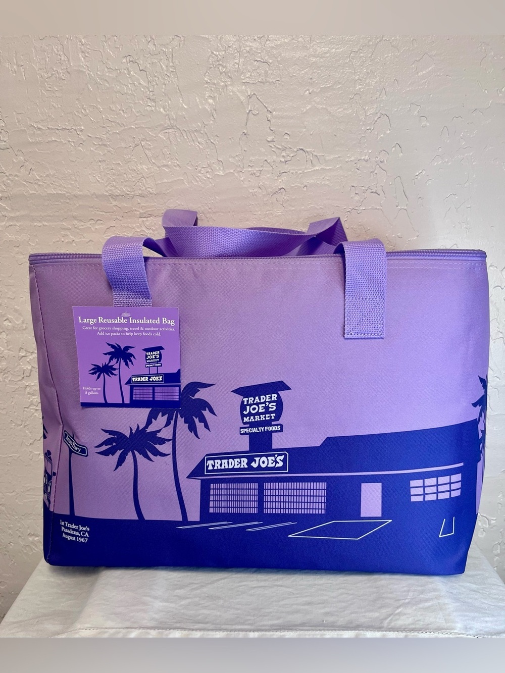 Trader Joe's Large Purple Rain Reusable Insulated Tote Bag